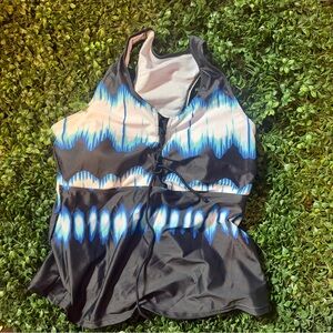 Stylish Black and Blue Women's Swim Top